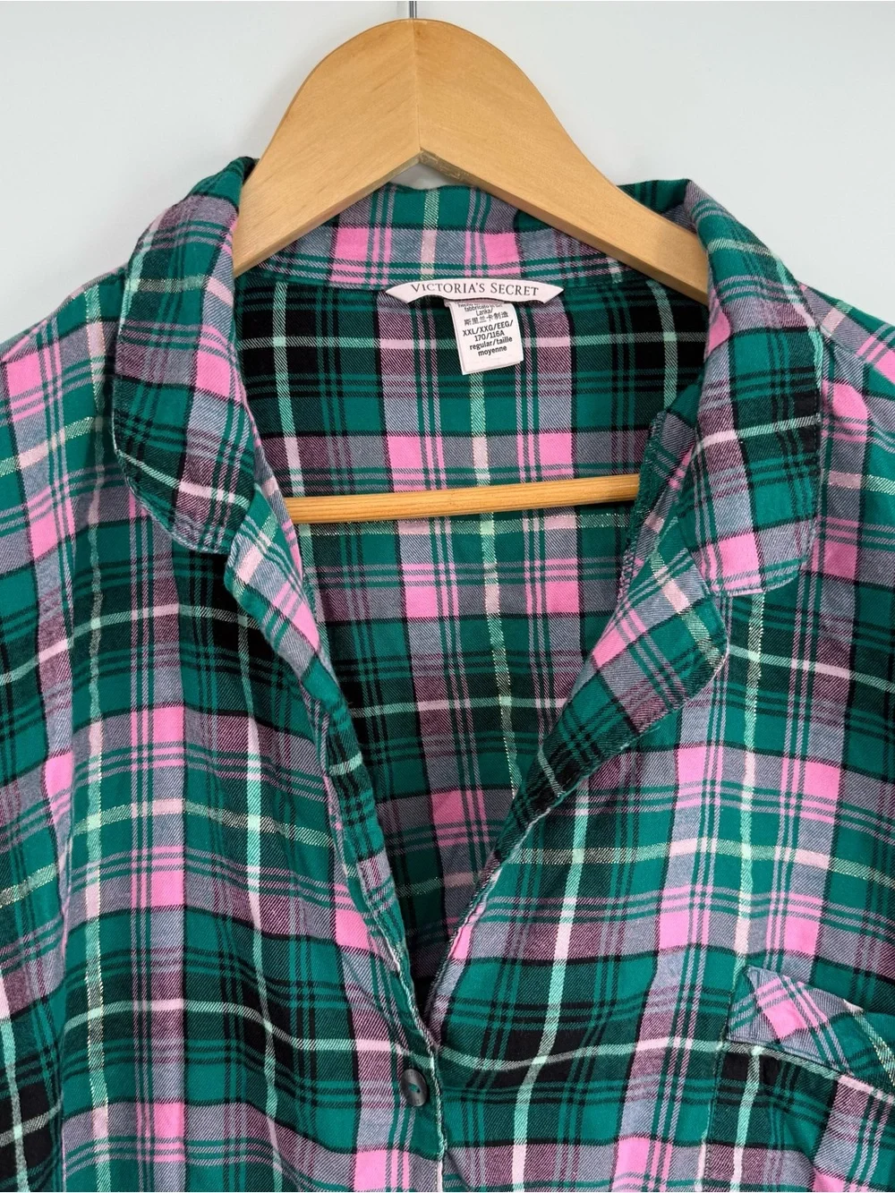 Victoria’s Secret Pajama Set Size 2X Plaid 2 Piece Women’s Button Up Flannel